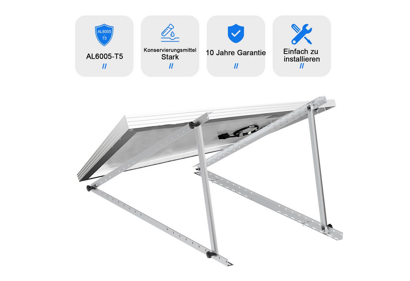 GLIESE Solarmodul-Halterung Solarmodule Halterung balkonkraftwerk halterung Neigungswinkel 0-90°, (bis 46 Zoll, Set, 4-tlg., 118cm Solarmodule Halterung, für Ba – Bild 4 von 5