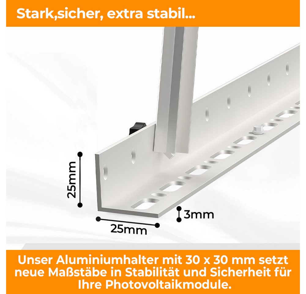 GLIESE Solarmodul-Halterung Solarmodule Halterung balkonkraftwerk halterung Neigungswinkel 0-90°, (bis 45 Zoll, 4-tlg., 114cm Solarmodule Halterung, für Balkonk – Bild 5 von 5
