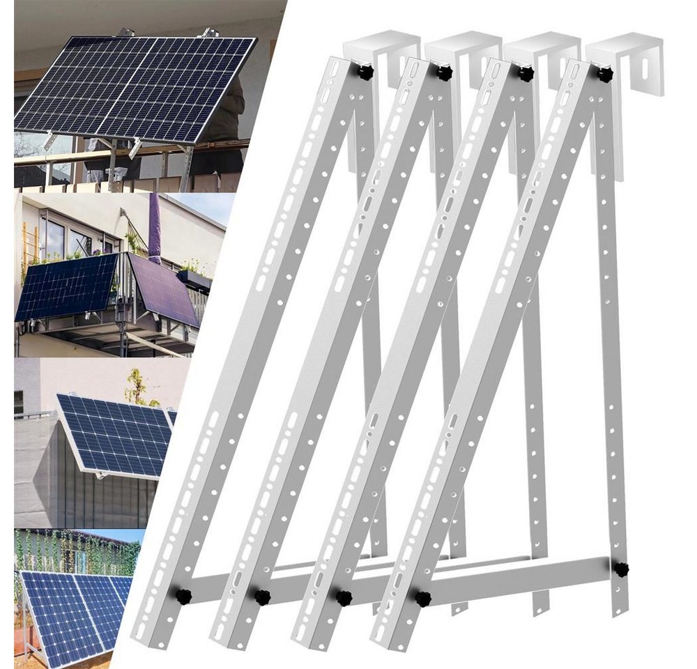 GLIESE Solarmodul-Halterung Solarmodule Halterung balkonkraftwerk halterung Neigungswinkel 0-90°, (Set, 4-tlg., Quadrat-Haken, Verstärkungszubehör, für Balkon F – Bild 2 von 5
