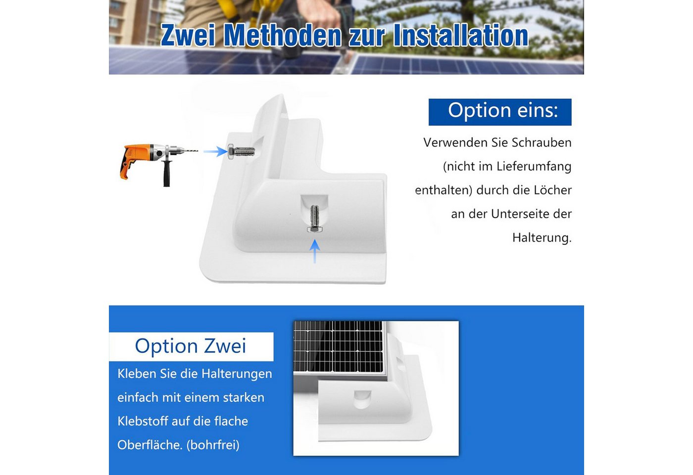 GLIESE Solarmodul-Halterung Solarpanel Halterung Montagelösung für Wohnwagen Wohnmobil Boot Zubeh, (Set, 4-tlg., solarmodul halterung) – Bild 5 von 5