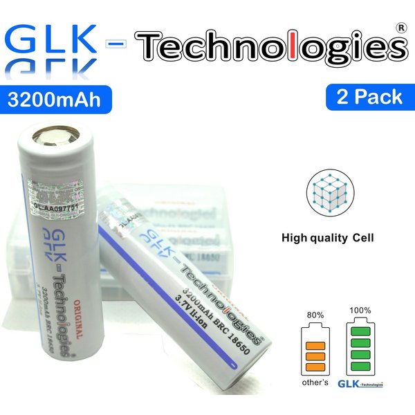 GLK-Technologies 2 18650 VTC6 Flat top 3200 mAh 30A 3,7V Wiederaufladbar Zusatz-Akku 3200 mAh (3.7 V)