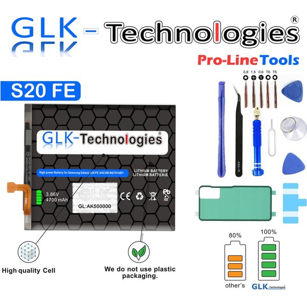 GLK-Technologies High Power Ersatzakku kompatibel mit Samsung Galaxy S20 FE (G780F) Galaxy S20 FE 5G (G781B), GLK-Technologies Battery, accu, 4700mAh Akku, inkl