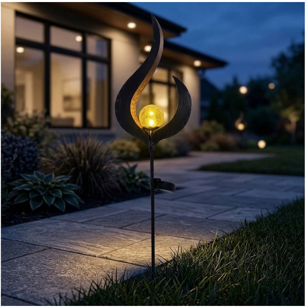 GLOBO LIGHTING Außen-Stehlampe, LED-Leuchtmittel fest verbaut, Warmweiß, Design LED Solar Leuchte Außen Beleuchtung Dekoration Steck Lampe