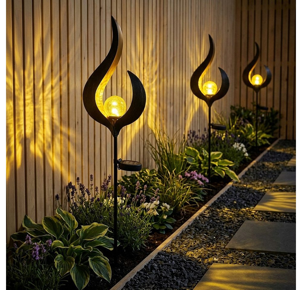 GLOBO LIGHTING Außen-Stehlampe, LED-Leuchtmittel fest verbaut, Warmweiß, Design LED Solar Leuchte Außen Beleuchtung Dekoration Steck Lampe – Bild 3 von 5