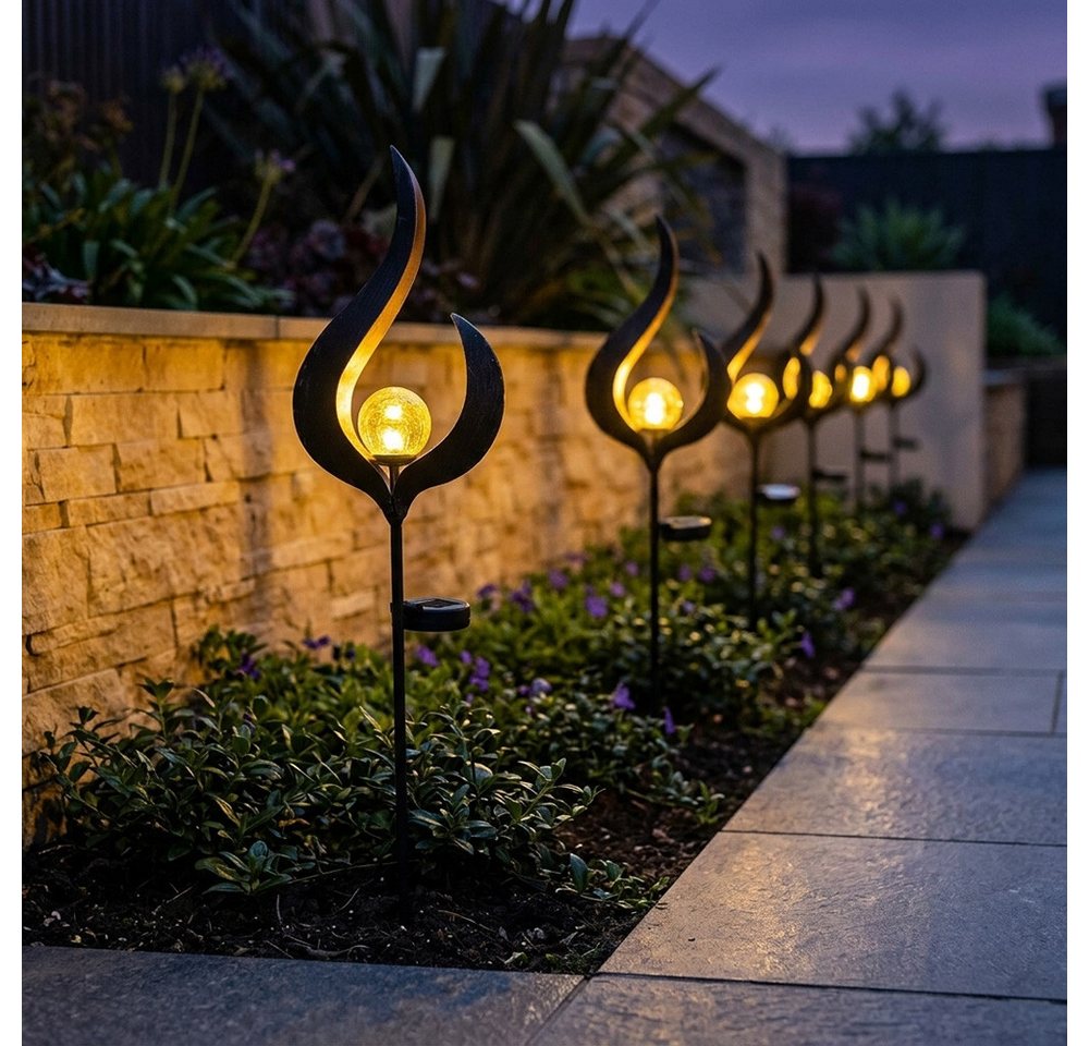 GLOBO LIGHTING Außen-Stehlampe, LED-Leuchtmittel fest verbaut, Warmweiß, Design LED Solar Leuchte Außen Beleuchtung Dekoration Steck Lampe – Bild 4 von 5