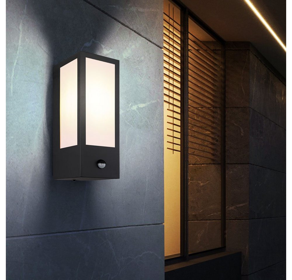 GLOBO LIGHTING Außen-Wandleuchte, Leuchtmittel nicht inklusive, Wandleuchte Außenlampe Hauswandleuchte Bewegungsmelder schwarz E27 – Bild 3 von 5