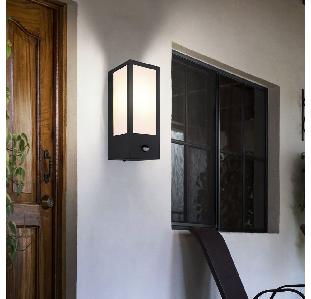 GLOBO LIGHTING Außen-Wandleuchte, Leuchtmittel nicht inklusive, Wandleuchte Außenlampe Hauswandleuchte Bewegungsmelder schwarz E27 – Bild 4 von 5