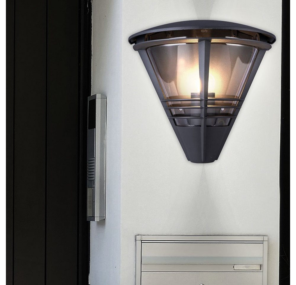 GLOBO LIGHTING Außen-Wandleuchte, Leuchtmittel nicht inklusive, Wandleuchte anthrazit Außenlampe Garten Fassadenleuchte, Aluminium – Bild 4 von 5