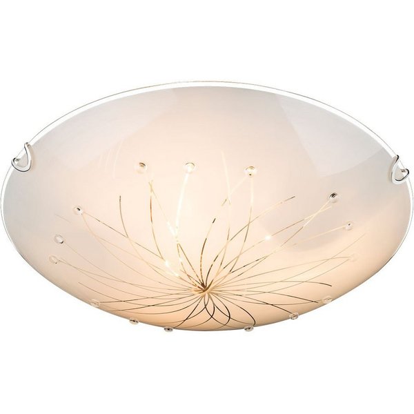 GLOBO LIGHTING Deckenleuchte, Leuchtmittel nicht inklusive, Deckenlampe Schlafzimmerleuchte Glas Kristalle weiß modern D 40 cm