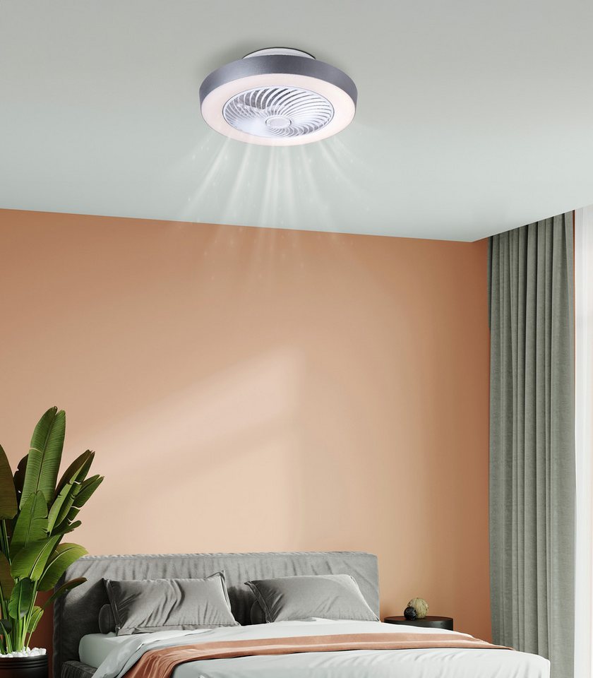 GLOBO LIGHTING Deckenleuchte GHARRA, Dimmfunktion, Fernbedienung, Infrarot inkl., Memoryfunktion, Nachtlichtfunktion, Ventilatorfunktion, mehrere Helligkeitsstu – Bild 2 von 3