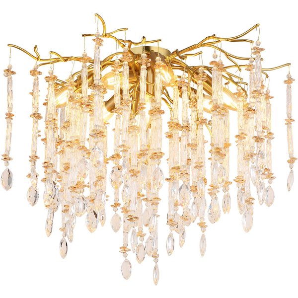 GLOBO LIGHTING Deckenleuchte GLORIA, Leuchtmittel wechselbar, Kristall Deckenleuchte für Wohn- & Esszimmer, gold