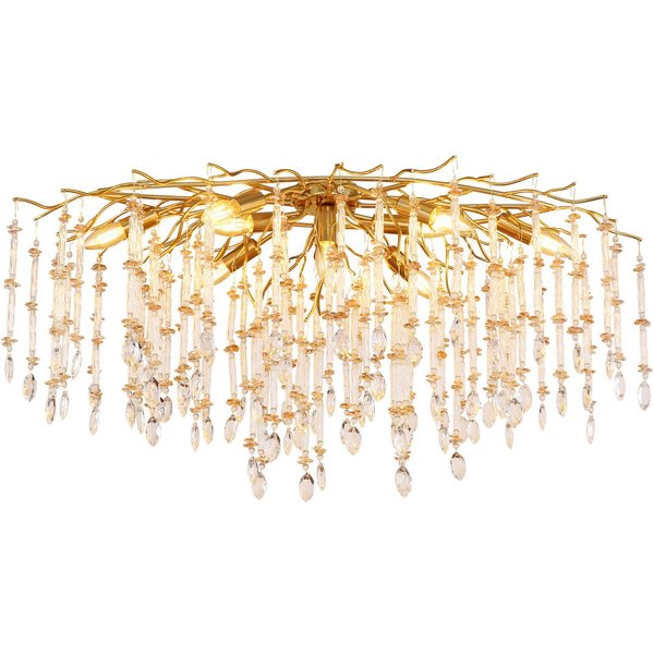 GLOBO LIGHTING Deckenleuchte GLORIA, Leuchtmittel wechselbar, Kristall Deckenleuchte für Wohn- & Esszimmer, gold