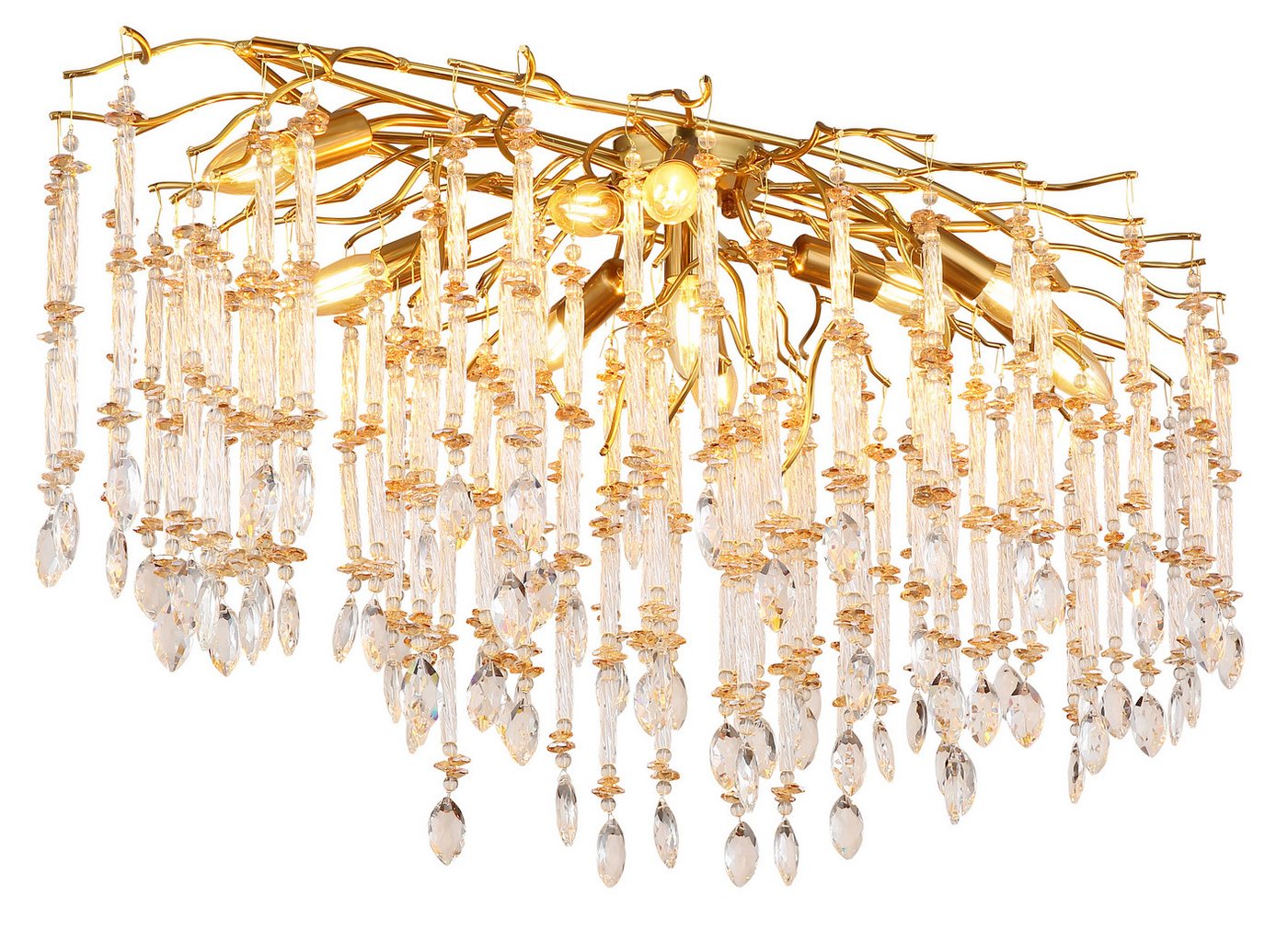 GLOBO LIGHTING Deckenleuchte GLORIA, Leuchtmittel wechselbar, Kristall Deckenleuchte für Wohn- & Esszimmer, gold – Bild 3 von 5