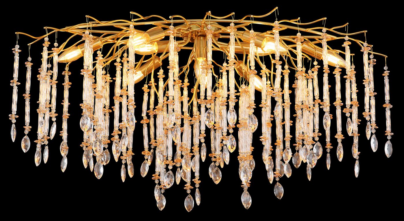 GLOBO LIGHTING Deckenleuchte GLORIA, Leuchtmittel wechselbar, Kristall Deckenleuchte für Wohn- & Esszimmer, gold – Bild 5 von 5