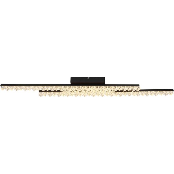 GLOBO LIGHTING Deckenleuchte HILTON, LED fest integriert, Warmweiß, Deckenleuchte Schwarz/Alu, Acrylkristalle, LED 36W