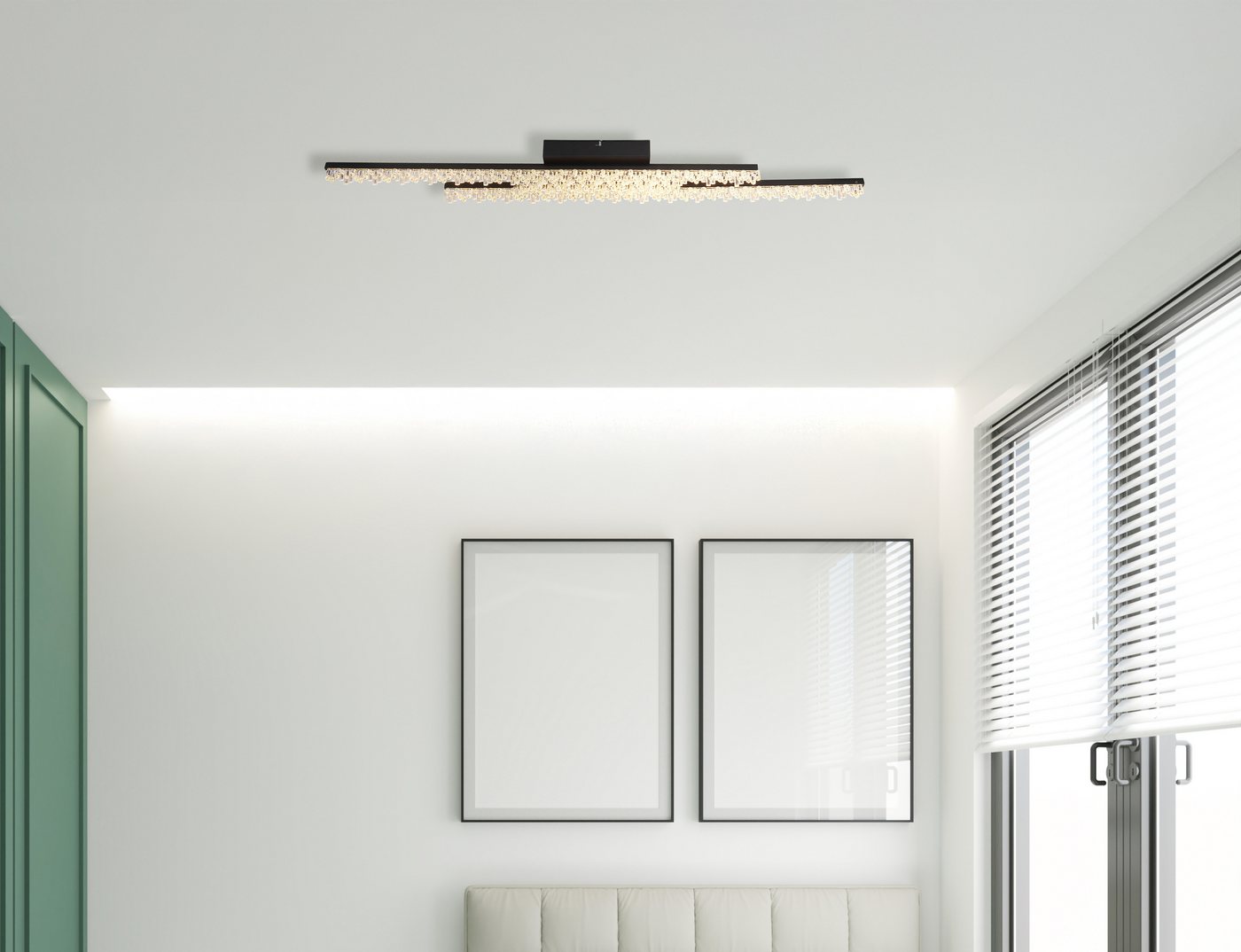 GLOBO LIGHTING Deckenleuchte HILTON, LED fest integriert, Warmweiß, Deckenleuchte Schwarz/Alu, Acrylkristalle, LED 36W – Bild 2 von 5