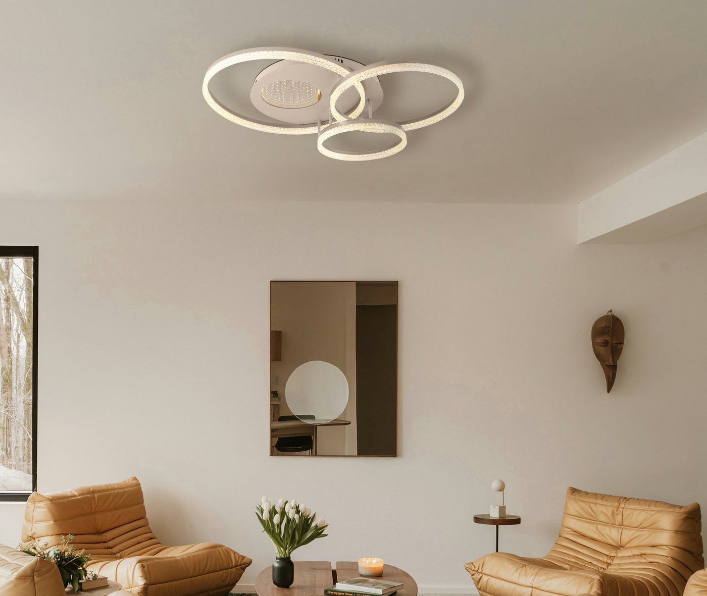 GLOBO LIGHTING Deckenleuchte SANFORD, LED fest integriert, Warmweiß, LED-Deckenleuchte mit 3D-Effekt, modern, hell & dekorativ – Bild 2 von 5