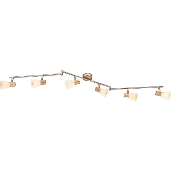 GLOBO LIGHTING Deckenspot GYLFI, ohne Leuchtmittel, Strahler Nickel/Holz, Glas opal/gestreift, E14