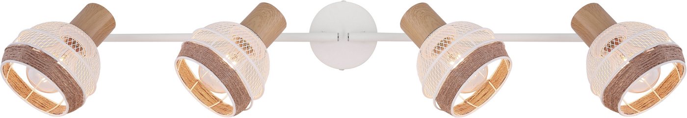 GLOBO LIGHTING Deckenstrahler WIDY, ohne Leuchtmittel, Deckenstrahler/weiß/holzoptik/Hanf braun/Flur/Wohnzimmer – Bild 2 von 5