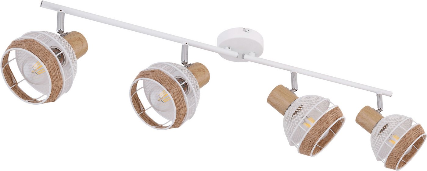 GLOBO LIGHTING Deckenstrahler WIDY, ohne Leuchtmittel, Deckenstrahler/weiß/holzoptik/Hanf braun/Flur/Wohnzimmer – Bild 3 von 5