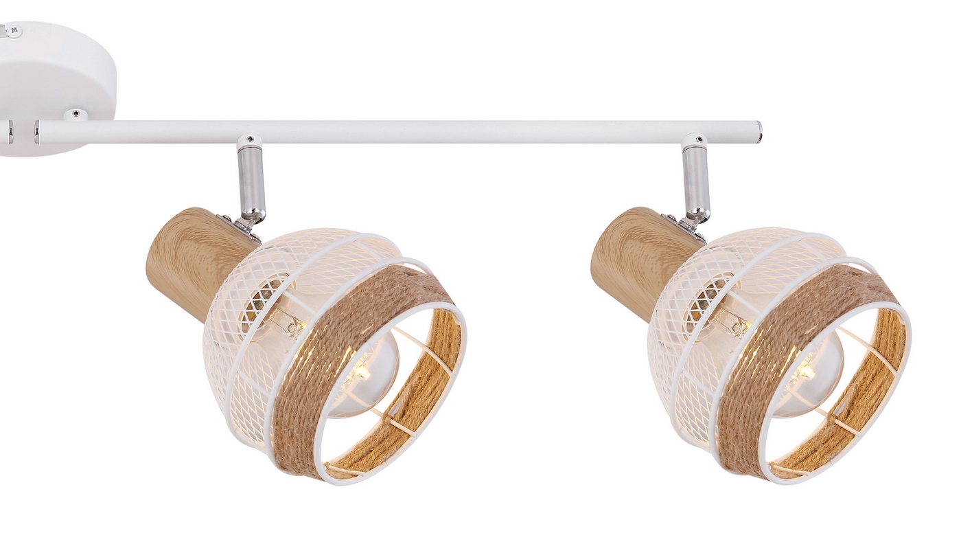 GLOBO LIGHTING Deckenstrahler WIDY, ohne Leuchtmittel, Deckenstrahler/weiß/holzoptik/Hanf braun/Flur/Wohnzimmer – Bild 4 von 5