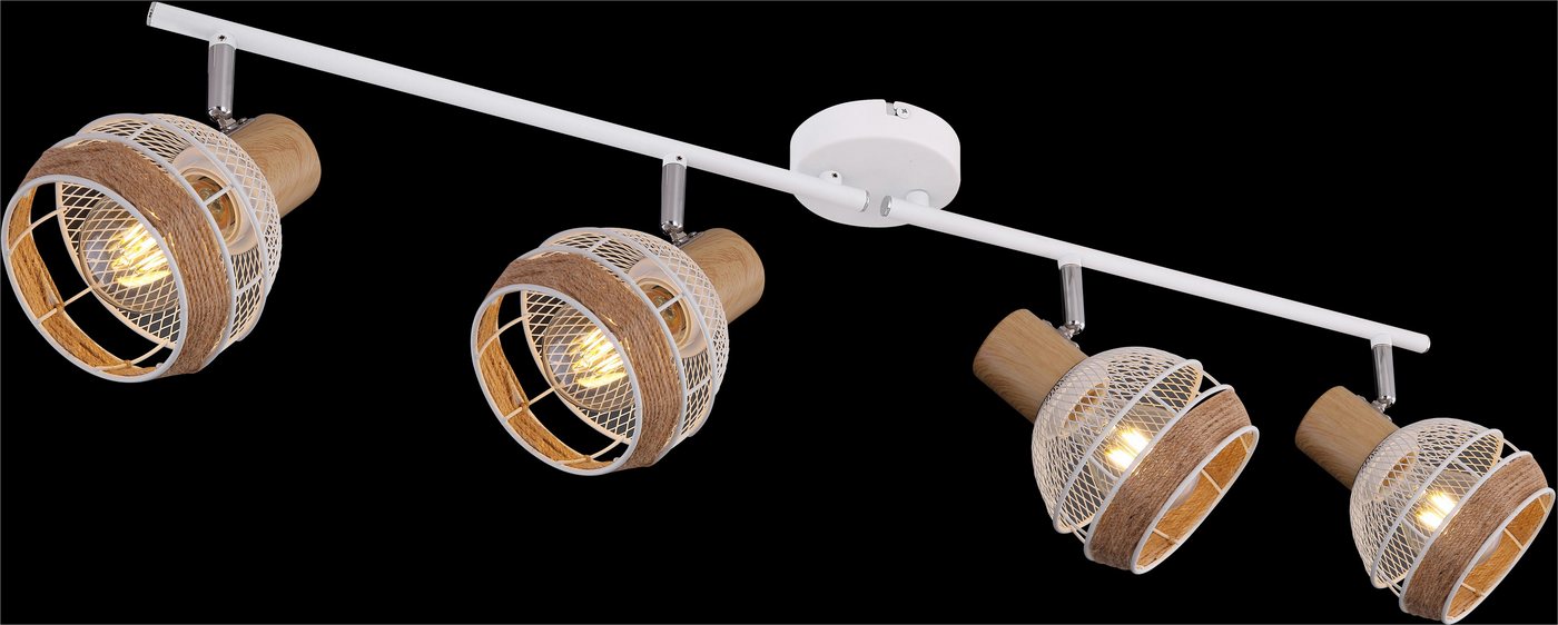 GLOBO LIGHTING Deckenstrahler WIDY, ohne Leuchtmittel, Deckenstrahler/weiß/holzoptik/Hanf braun/Flur/Wohnzimmer – Bild 5 von 5
