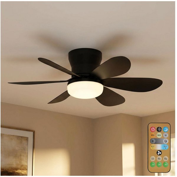 GLOBO LIGHTING Deckenventilator, LED Deckenventilator Metall Schwarz Fernbedienung Dimmer CCT
