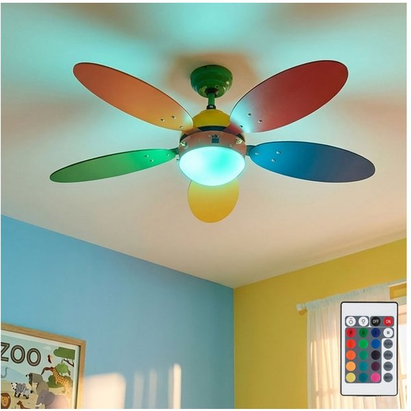 GLOBO LIGHTING Deckenventilator, Deckventilator mit LED-RGB Farbwechsler Kinderzimmer Fernbedienung