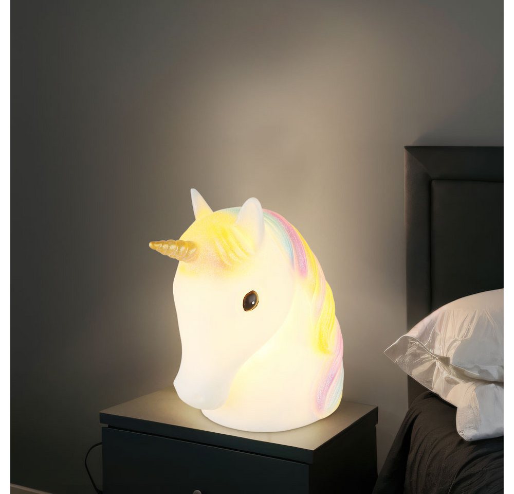GLOBO LIGHTING Dekolicht, LED-Leuchtmittel fest verbaut, Farbig, Warmweiß, Einhorn Tischleuchte LED Dekorartikel Kinderleuchte Kinderzimmer – Bild 2 von 5