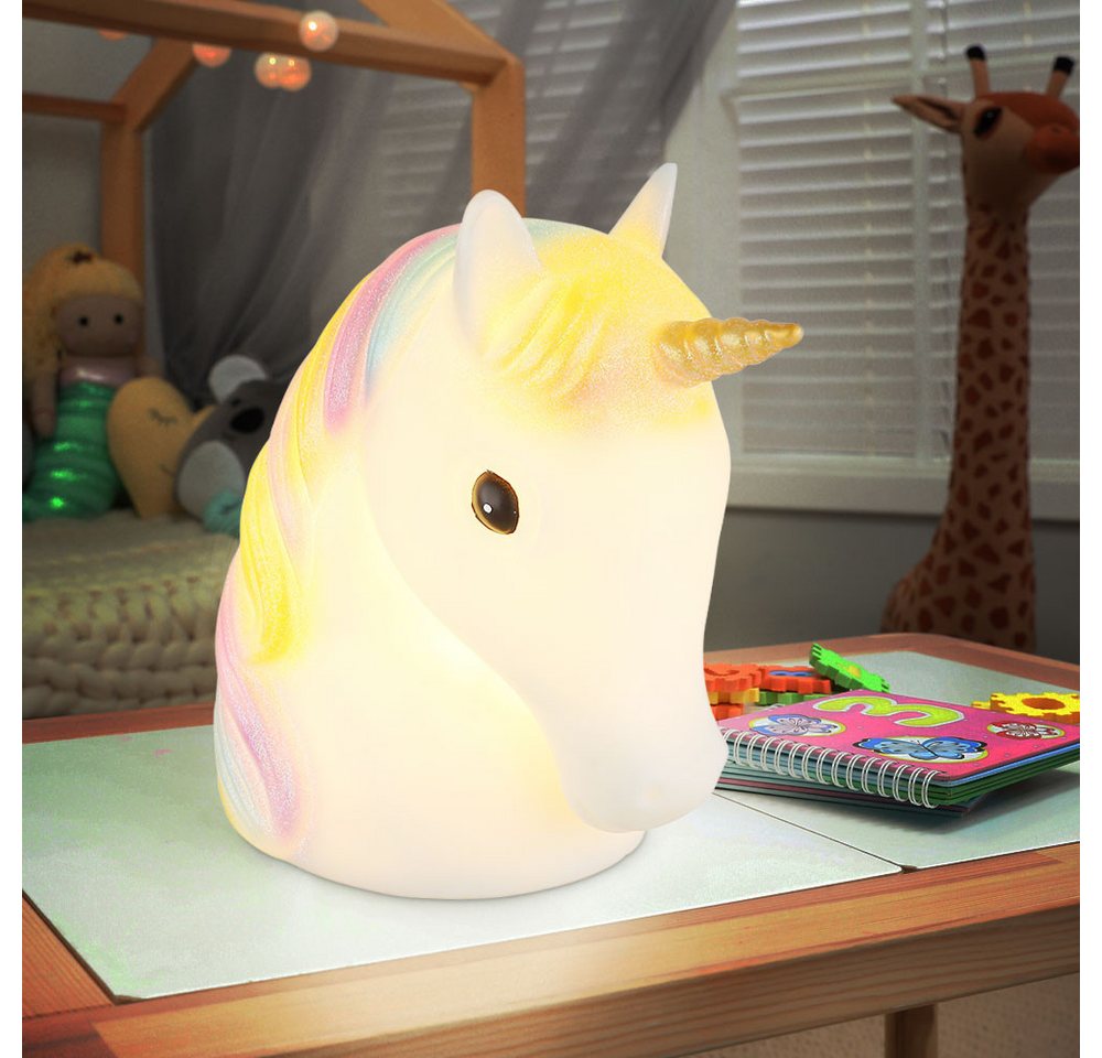 GLOBO LIGHTING Dekolicht, LED-Leuchtmittel fest verbaut, Farbig, Warmweiß, Einhorn Tischleuchte LED Dekorartikel Kinderleuchte Kinderzimmer – Bild 4 von 5