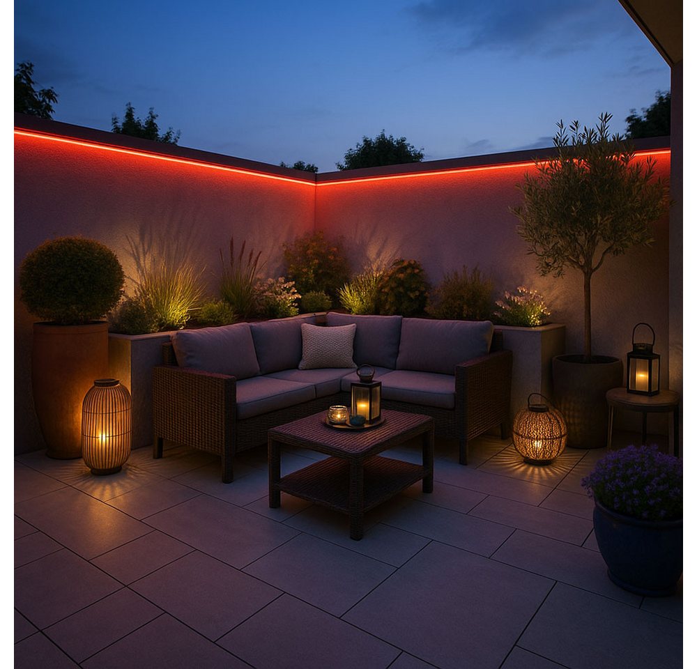 GLOBO LIGHTING Dekolicht, LED-Leuchtmittel fest verbaut, Farbig, LED Lichterschlauch Beleuchtung Außen Garten Terrasse Weg Transparent – Bild 3 von 4
