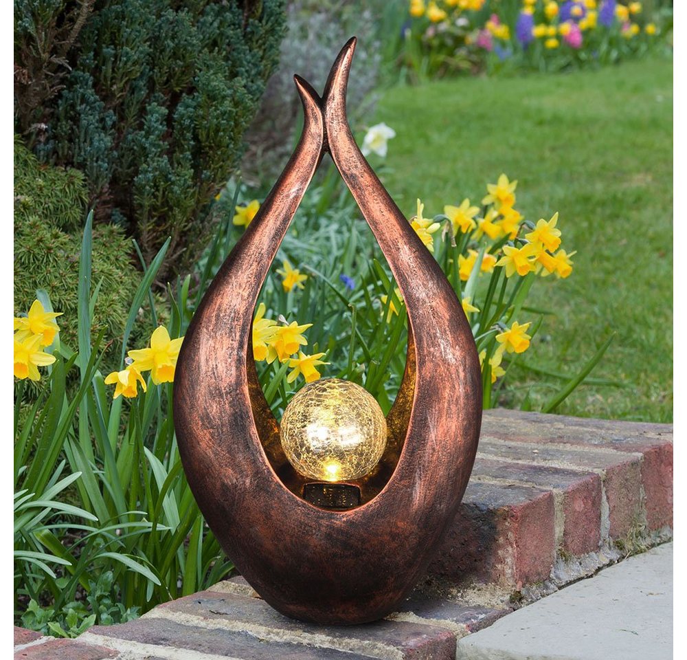 GLOBO LIGHTING Gartenleuchte, LED-Leuchtmittel fest verbaut, LED Solar Außen Deko Leuchte Glas Kugel Steh Leuchte Garten – Bild 4 von 5