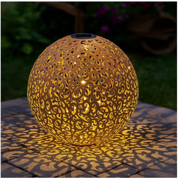 GLOBO LIGHTING Gartenleuchte, LED-Leuchtmittel fest verbaut, Warmweiß, LED Solar Außen Lampe Kugel Steck Strahler rost Garten Weg Beet