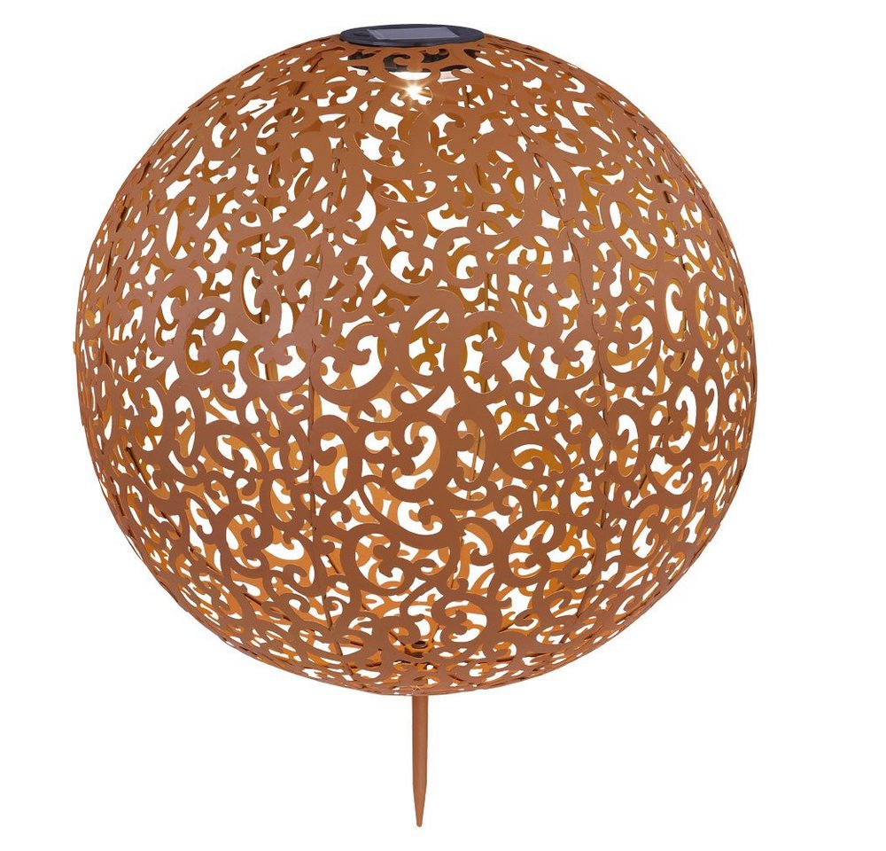GLOBO LIGHTING Gartenleuchte, LED-Leuchtmittel fest verbaut, Warmweiß, LED Solar Außen Lampe Kugel Steck Strahler rost Garten Weg Beet – Bild 2 von 5