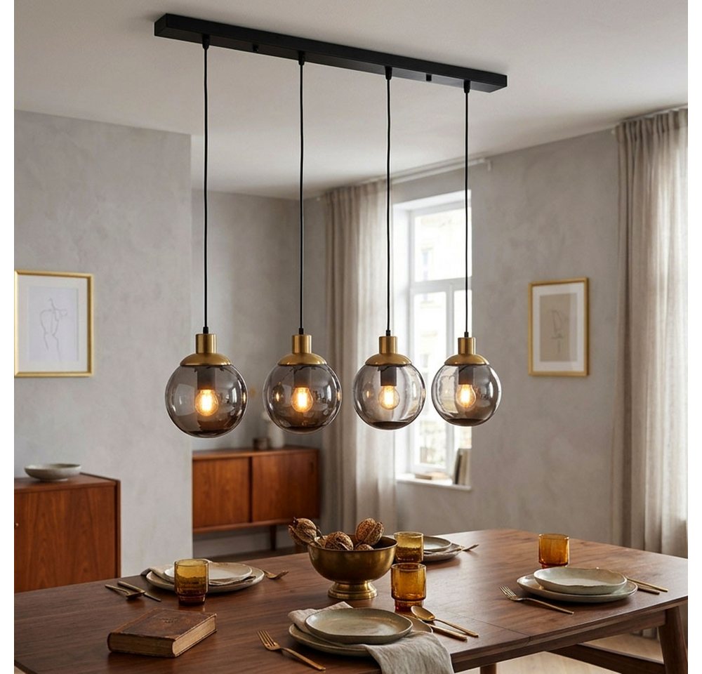 GLOBO LIGHTING Hängeleuchte, Leuchtmittel nicht inklusive, Warmweiß, Hängelampe Glas modern Pendelleuchte Rauchglas Hängeleuchte schwarz, 4 – Bild 3 von 5