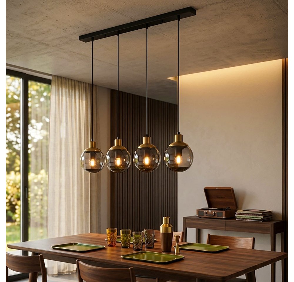 GLOBO LIGHTING Hängeleuchte, Leuchtmittel nicht inklusive, Warmweiß, Hängelampe Glas modern Pendelleuchte Rauchglas Hängeleuchte schwarz, 4 – Bild 4 von 5