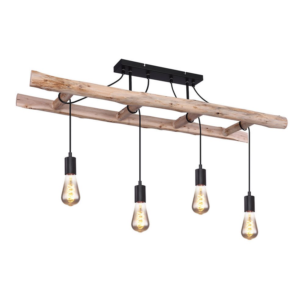GLOBO LIGHTING Hängeleuchte, Leuchtmittel nicht inklusive, Retro Pendelleuchte Holzleuchte Vintage Hängelampe Holz Hängeleuchte – Bild 2 von 5