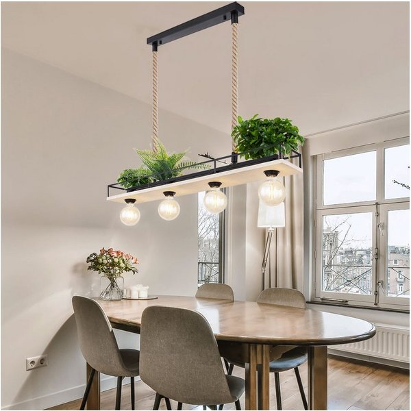 GLOBO LIGHTING Hängeleuchte, Leuchtmittel nicht inklusive, Hängelampe Holzleuchte Deckenleuchte Wohnzimmer