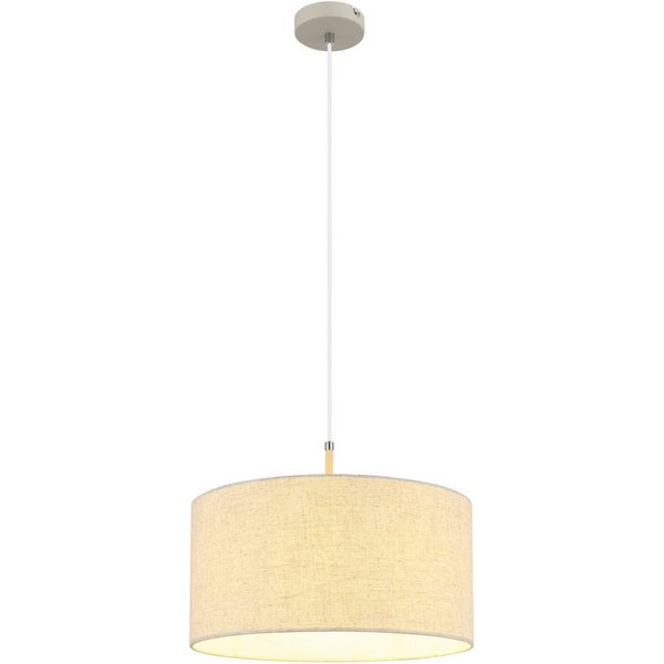 GLOBO LIGHTING Hängeleuchte DELEON, Leuchtmittel wechselbar, Hängeleuchte sandfarben matt mit Creme-Textilschirm, kürzbar
