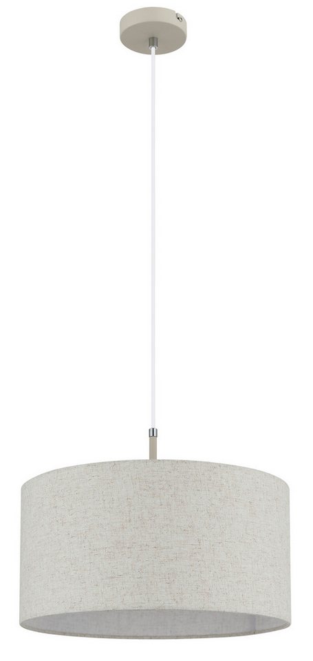 GLOBO LIGHTING Hängeleuchte DELEON, Leuchtmittel wechselbar, Hängeleuchte sandfarben matt mit Creme-Textilschirm, kürzbar – Bild 3 von 5