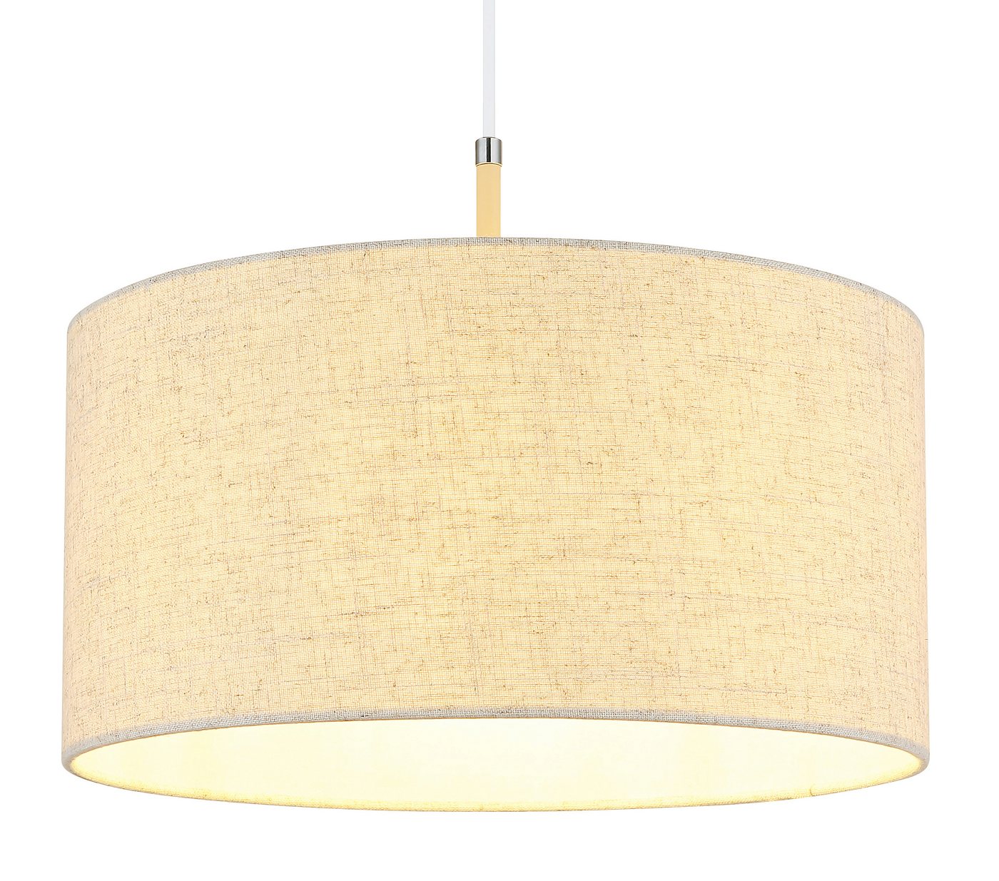 GLOBO LIGHTING Hängeleuchte DELEON, Leuchtmittel wechselbar, Hängeleuchte sandfarben matt mit Creme-Textilschirm, kürzbar – Bild 4 von 5