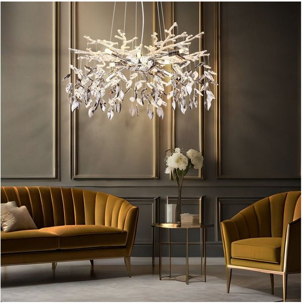 GLOBO LIGHTING Hängeleuchte, Leuchtmittel nicht inklusive, Pendelleuchte Kronleuchter Metall Glaskristalle chrom L 120 cm