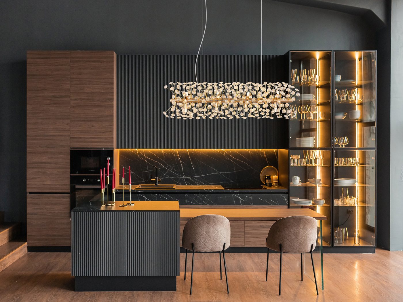 GLOBO LIGHTING Hängeleuchte KATRINA, Leuchtmittel wechselbar, Warmweiß, Goldfarbener Luster mit K9 Kristallen, 12x G9 LED – Bild 2 von 5