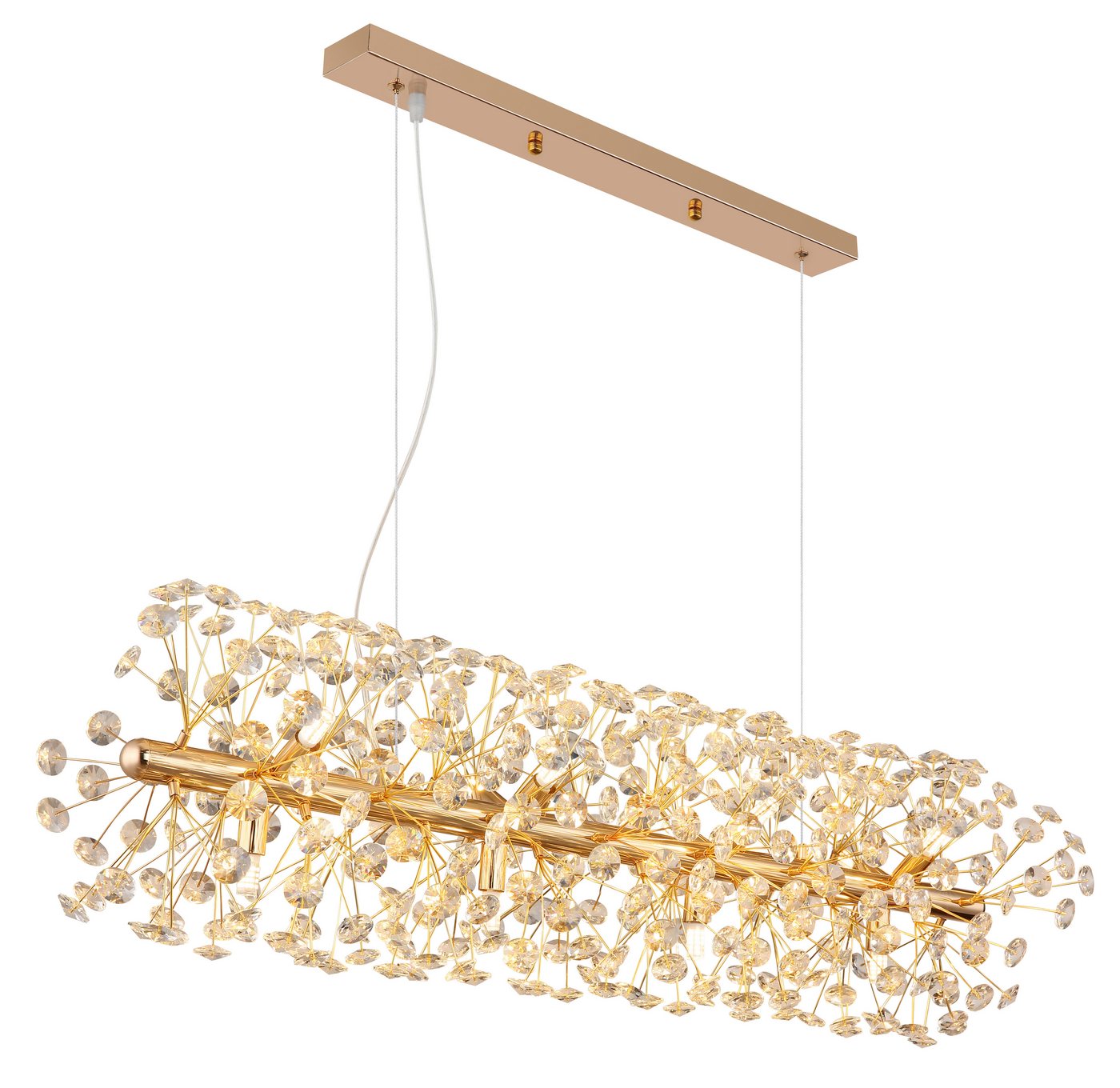 GLOBO LIGHTING Hängeleuchte KATRINA, Leuchtmittel wechselbar, Warmweiß, Goldfarbener Luster mit K9 Kristallen, 12x G9 LED – Bild 3 von 5
