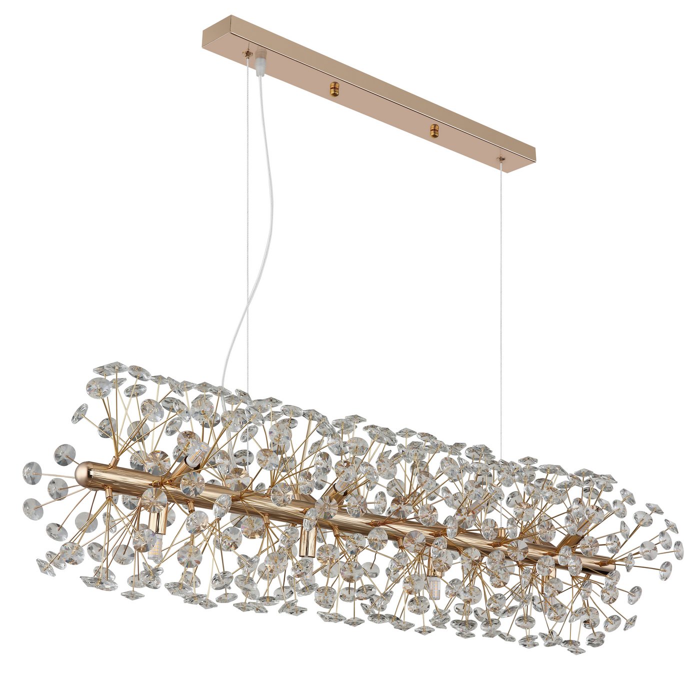 GLOBO LIGHTING Hängeleuchte KATRINA, Leuchtmittel wechselbar, Warmweiß, Goldfarbener Luster mit K9 Kristallen, 12x G9 LED – Bild 4 von 5