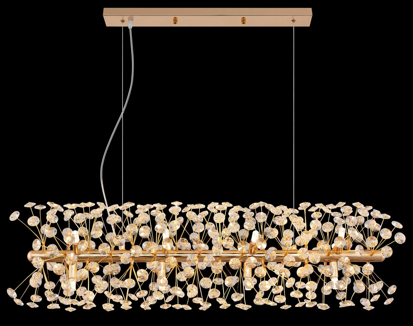 GLOBO LIGHTING Hängeleuchte KATRINA, Leuchtmittel wechselbar, Warmweiß, Goldfarbener Luster mit K9 Kristallen, 12x G9 LED – Bild 5 von 5