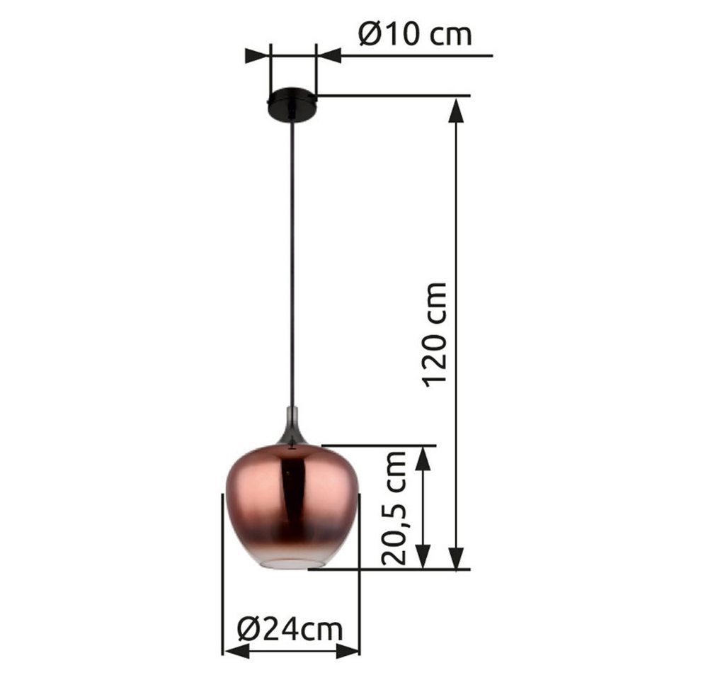 GLOBO LIGHTING Hängeleuchte MAXY, ohne Leuchtmittel, Hängeleuchte, schwarze Aufhängung, Rauchglas, E27 – Bild 5 von 5