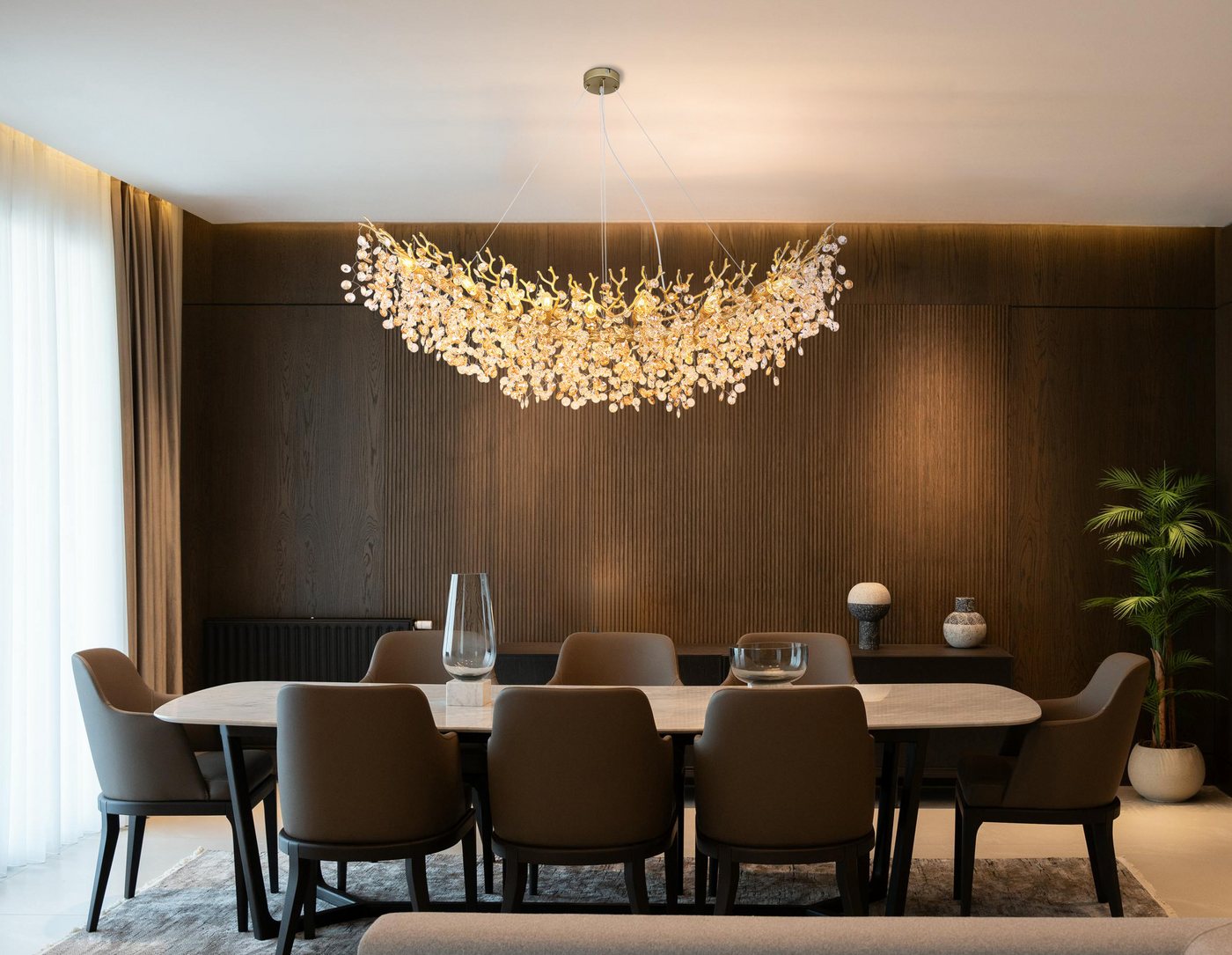 GLOBO LIGHTING Hängeleuchte QUEENA, Leuchtmittel wechselbar, Kristall Luster für Wohn- & Esszimmer, Höhe kürzbar – Bild 2 von 5