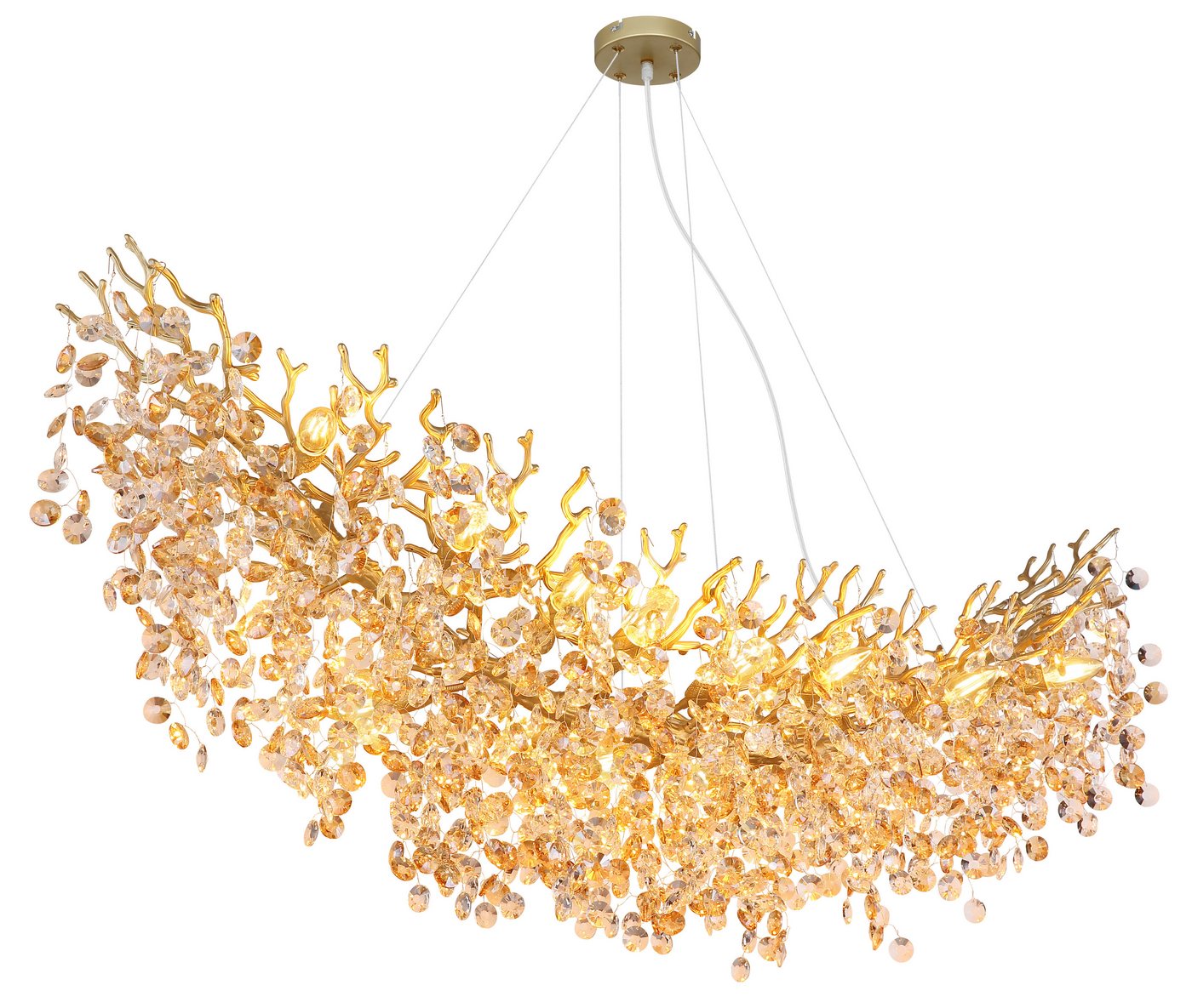 GLOBO LIGHTING Hängeleuchte QUEENA, Leuchtmittel wechselbar, Kristall Luster für Wohn- & Esszimmer, Höhe kürzbar – Bild 4 von 5
