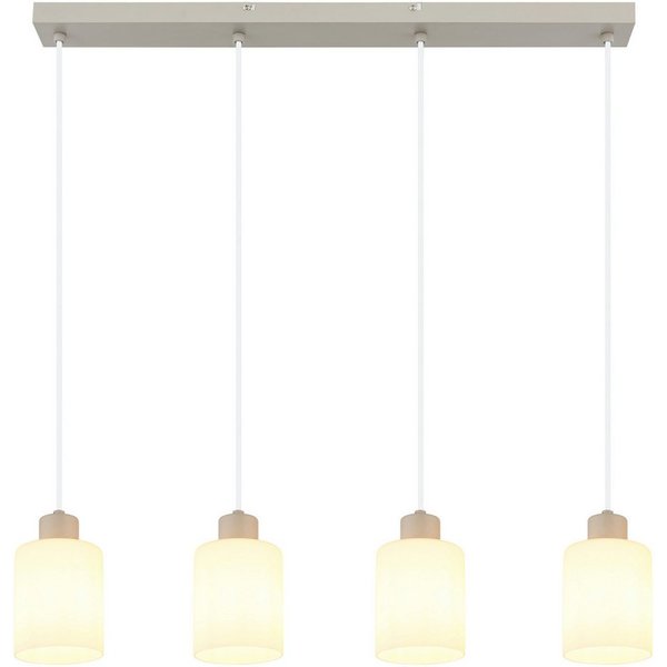 GLOBO LIGHTING Hängeleuchte TRENT, Leuchtmittel wechselbar, Sandfarbene Hängeleuchte mit Glas opal, höhenverstellbar